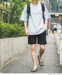 セール★1990円→550円 パンツ メンズ キルティング イージーパンツ ハーフパンツ ショーツ ウエストゴム ウエスト紐 ポケット 無地 短パン メール便不可 24ss
