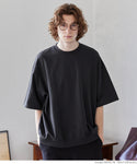 セール★1690円→990円 Tシャツ メンズ ミニ裏毛 スウェット ビックシルエット クルーネック リブ 半袖 無地 ミディアム丈 ベーシック メール便不可 24ss coca コカ