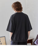 セール★1690円→990円 Tシャツ メンズ ミニ裏毛 スウェット ビックシルエット クルーネック リブ 半袖 無地 ミディアム丈 ベーシック メール便不可 24ss coca コカ