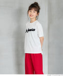 セール★890円→390円 キッズ 120-150 Tシャツ カットソー 半袖 ロゴTシャツ 刺繍 クルーネック 天竺 伸縮性 ミディアム丈 薄手 女の子 親子お揃い 子供服 メール便可