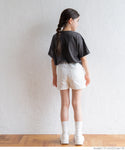 セール★890円→390円 キッズ 120-150 Tシャツ カットソー 半袖 ロゴTシャツ 刺繍 クルーネック 天竺 伸縮性 ミディアム丈 薄手 女の子 親子お揃い 子供服 メール便可