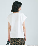 Tシャツ レディース カットソー ロゴTシャツ 半袖 プリント 英字 ロールアップスリーブ  ミディアム丈 メール便可 24aw